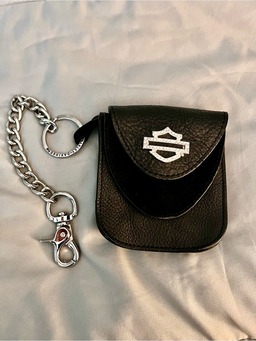 Harley-Davidson Black Leather Chain mini wallet